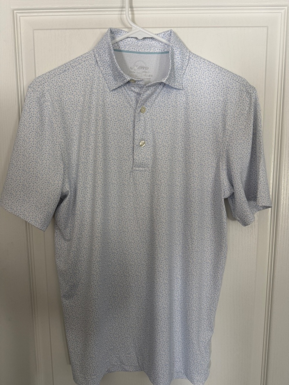Vineyard Vines Light Blue Micro-Pattern Short Sleeve Polo